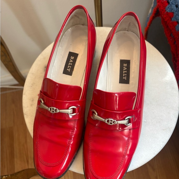 BALLY Red Patent Leather Civitanova Heeled Loafer SZ 39.5 EU US 9  Made In Italy - Picture 3 of 9
